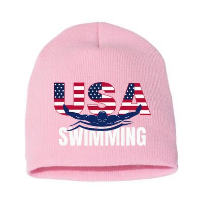Usa Swimming Athlete Summer Us Swim Aquatic Sport Letters Short Acrylic Beanie