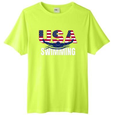 Usa Swimming Athlete Summer Us Swim Aquatic Sport Letters Tall Fusion ChromaSoft Performance T-Shirt