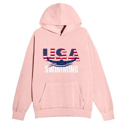 Usa Swimming Athlete Summer Us Swim Aquatic Sport Letters Urban Pullover Hoodie