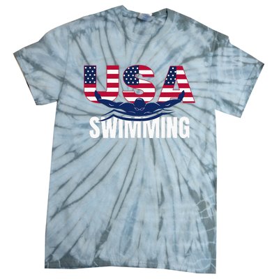 Usa Swimming Athlete Summer Us Swim Aquatic Sport Letters Tie-Dye T-Shirt