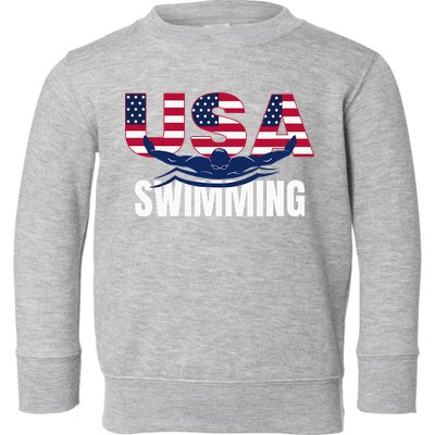 Usa Swimming Athlete Summer Us Swim Aquatic Sport Letters Toddler Sweatshirt