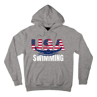 Usa Swimming Athlete Summer Us Swim Aquatic Sport Letters Tall Hoodie