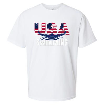 Usa Swimming Athlete Summer Us Swim Aquatic Sport Letters Sueded Cloud Jersey T-Shirt