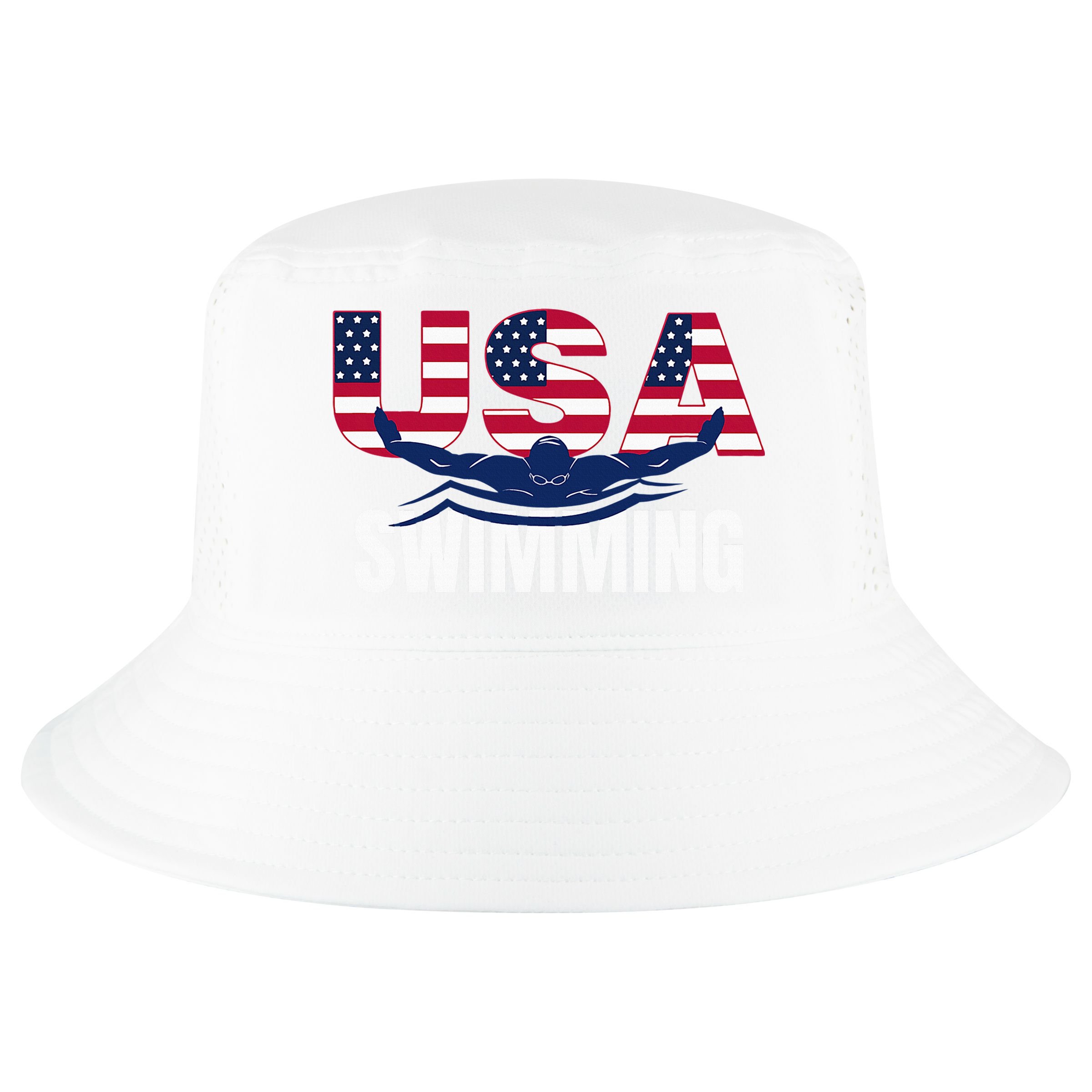Usa Swimming Athlete Summer Us Swim Aquatic Sport Letters Cool Comfort Performance Bucket Hat