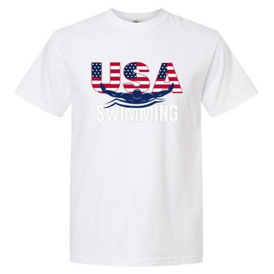 Usa Swimming Athlete Summer Us Swim Aquatic Sport Letters Garment-Dyed Heavyweight T-Shirt