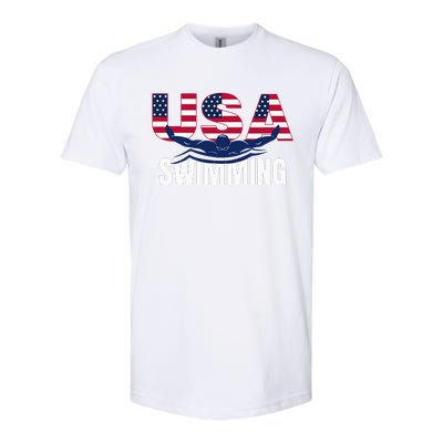 Usa Swimming Athlete Summer Us Swim Aquatic Sport Letters Softstyle CVC T-Shirt