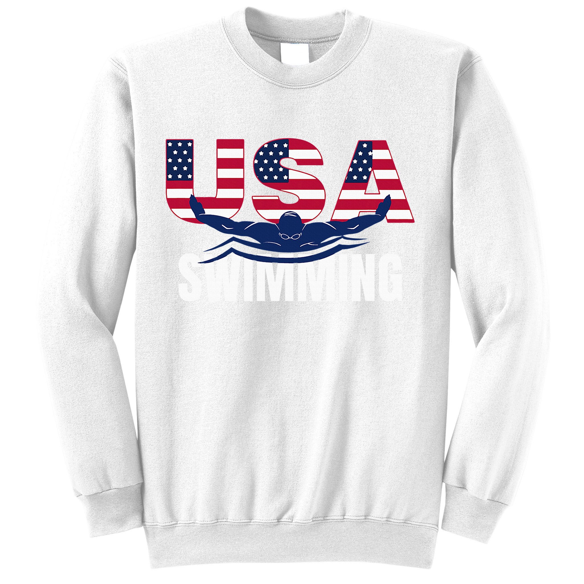 Usa Swimming Athlete Summer Us Swim Aquatic Sport Letters Sweatshirt