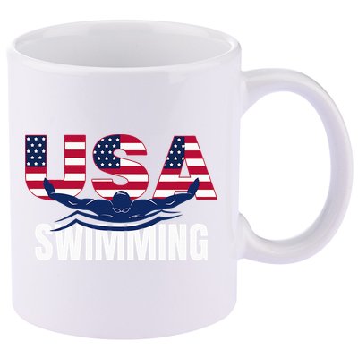 Usa Swimming Athlete Summer Us Swim Aquatic Sport Letters 11oz C Handle Ceramic Mug