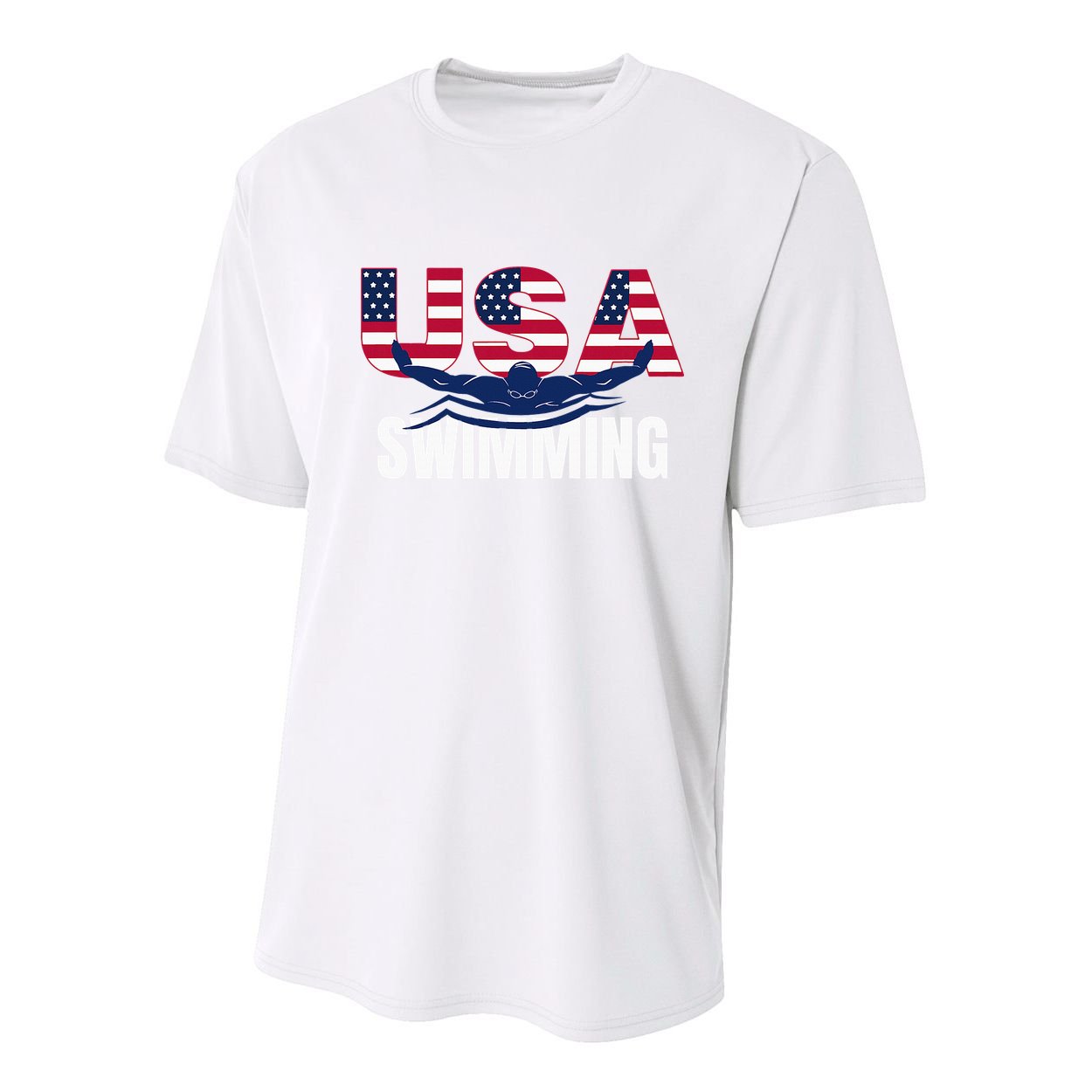 Usa Swimming Athlete Summer Us Swim Aquatic Sport Letters Youth Performance Sprint T-Shirt