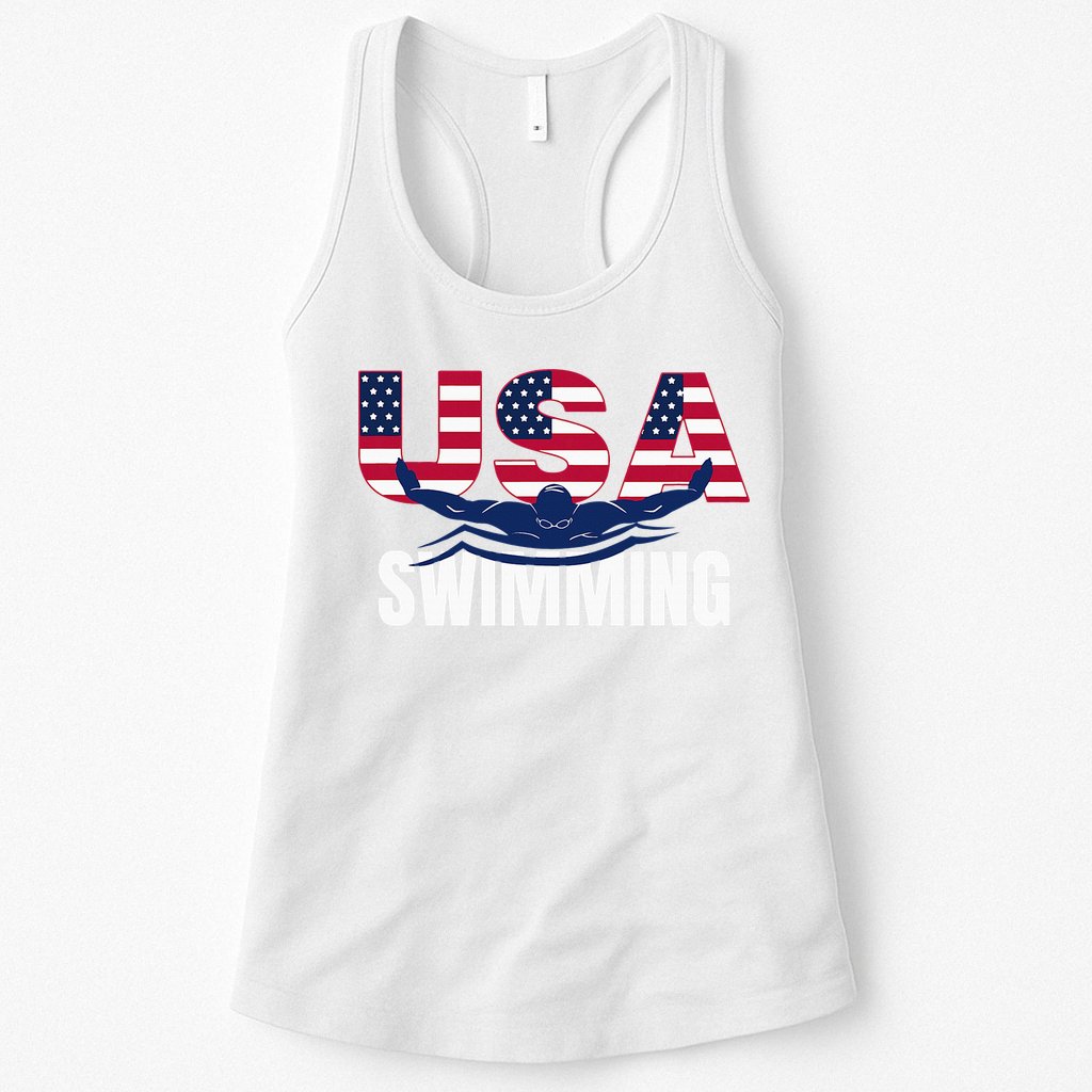 Usa Swimming Athlete Summer Us Swim Aquatic Sport Letters Womens Tank Top