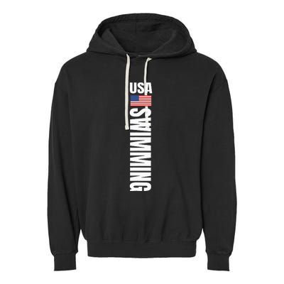 Usa Swimming American Flag Swim Sport Team Garment-Dyed Fleece Hoodie