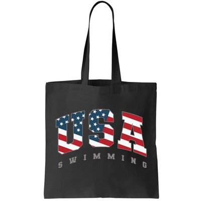 Usa Swimming American Flag Team Sport Athlete Support Tote Bag