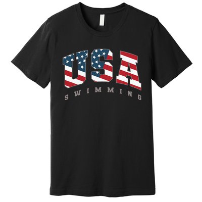 Usa Swimming American Flag Team Sport Athlete Support Premium T-Shirt