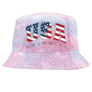 Usa Swimming American Flag Team Sport Athlete Support Tie-Dyed Bucket Hat