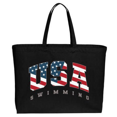 Usa Swimming American Flag Team Sport Athlete Support Cotton Canvas Jumbo Tote