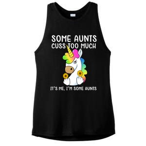 Unicorn Some Aunts Cuss Too Much Its Me Im Some Aunts Gift Ladies PosiCharge Tri-Blend Wicking Tank