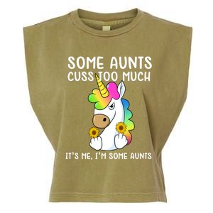 Unicorn Some Aunts Cuss Too Much Its Me Im Some Aunts Gift Garment-Dyed Women's Muscle Tee