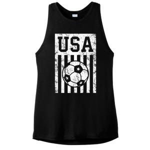 Usa Soccer American Flag American Soccer Fan Ladies PosiCharge Tri-Blend Wicking Tank