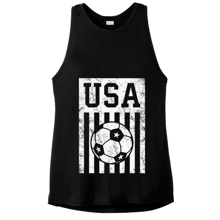 Usa Soccer American Flag American Soccer Fan Ladies PosiCharge Tri-Blend Wicking Tank