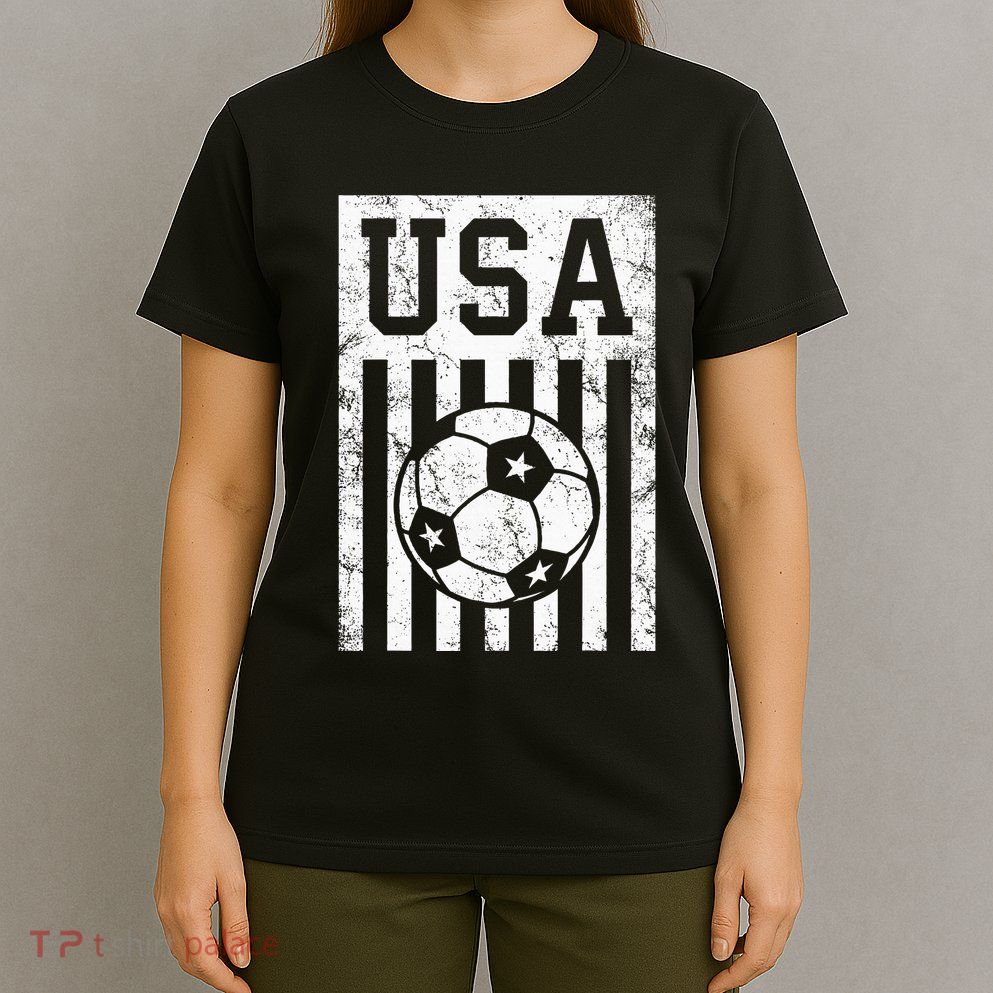 Usa Soccer American Flag American Soccer Fan T-Shirt