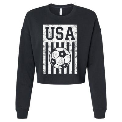 Usa Soccer American Flag American Soccer Fan Cropped Pullover Crew