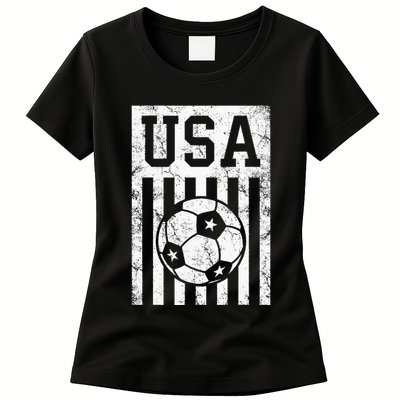 Usa Soccer American Flag American Soccer Fan Womens T-Shirt