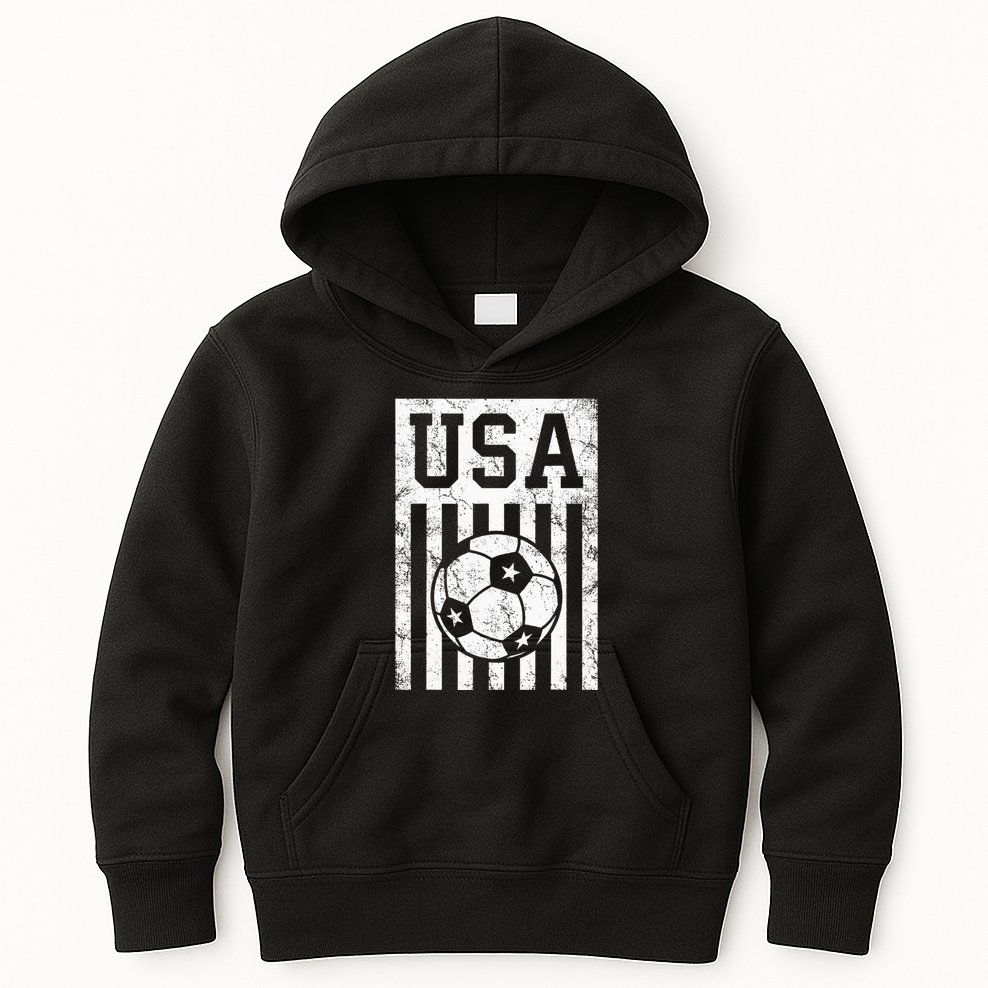 Usa Soccer American Flag American Soccer Fan Kids Hoodie