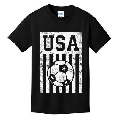 Usa Soccer American Flag American Soccer Fan Kids T-Shirt