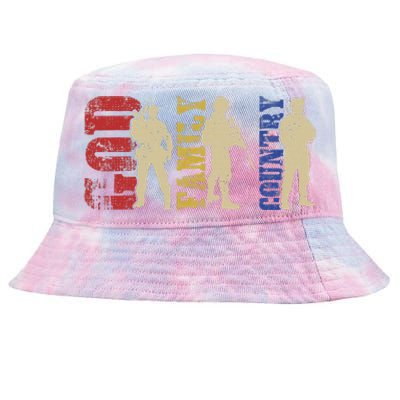 United States Army Veteran God Family Country Usa Soldier Tie-Dyed Bucket Hat