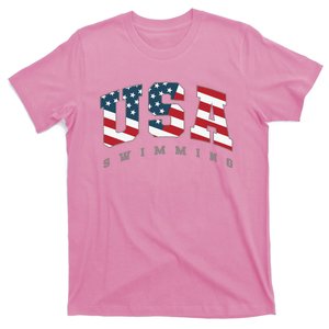 Usa Swimming American Flag Team Sport Athlete Support T-Shirt