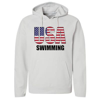 Usa Swimming American Flag Team Sport Support Performance Fleece Hoodie