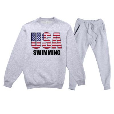 Usa Swimming American Flag Team Sport Support Premium Crewneck Sweatsuit Set