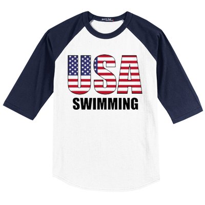 Usa Swimming American Flag Team Sport Support Baseball Sleeve Shirt