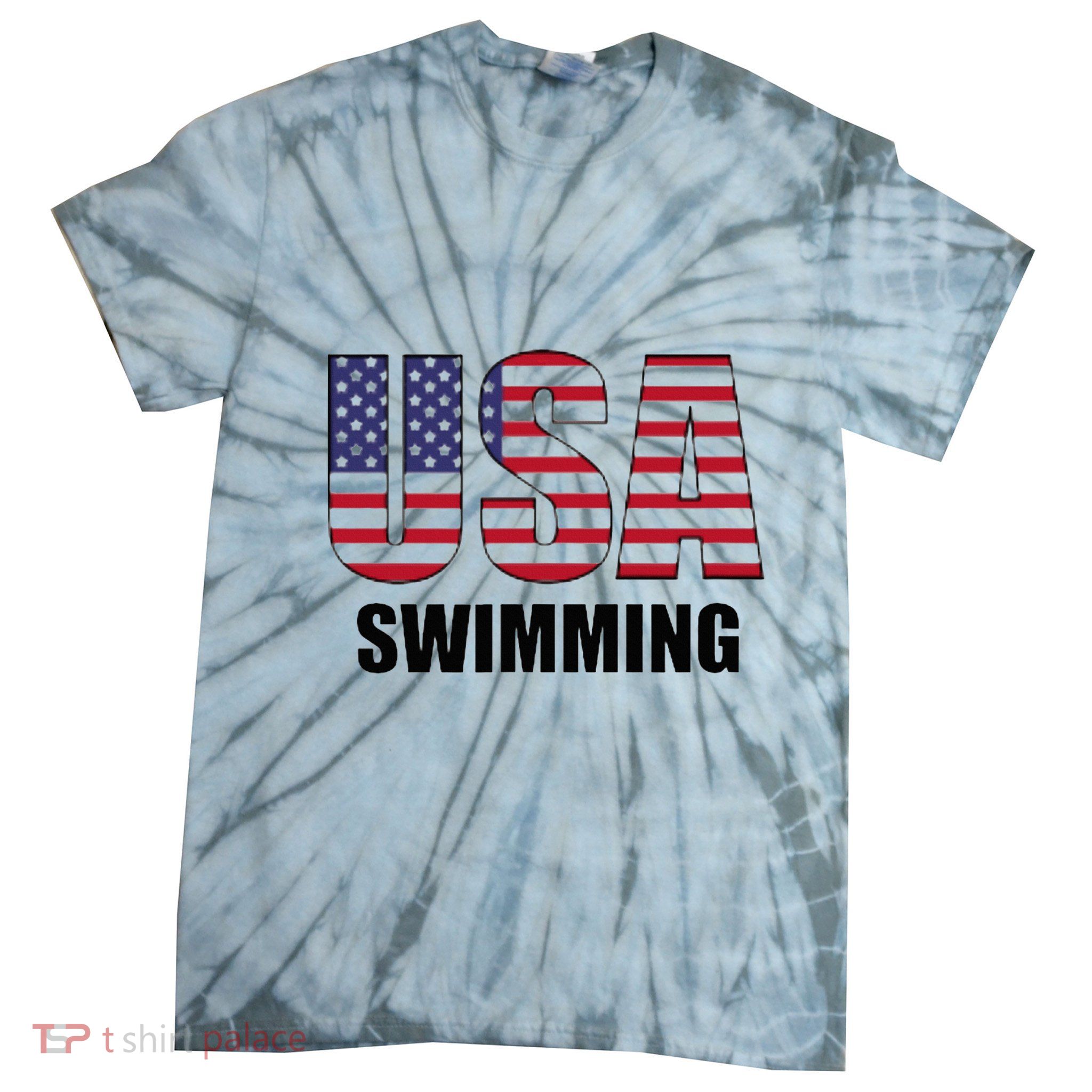 Usa Swimming American Flag Team Sport Support Tie-Dye T-Shirt