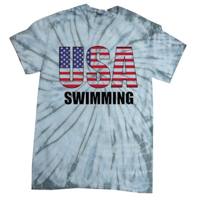 Usa Swimming American Flag Team Sport Support Tie-Dye T-Shirt