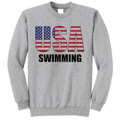 Usa Swimming American Flag Team Sport Support Tall Sweatshirt