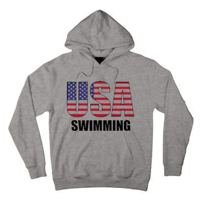 Usa Swimming American Flag Team Sport Support Tall Hoodie