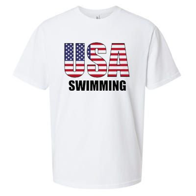 Usa Swimming American Flag Team Sport Support Sueded Cloud Jersey T-Shirt