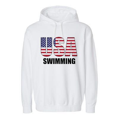 Usa Swimming American Flag Team Sport Support Garment-Dyed Fleece Hoodie