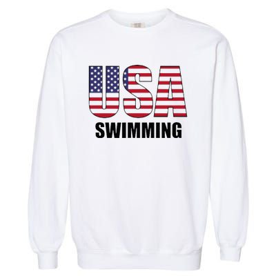 Usa Swimming American Flag Team Sport Support Garment-Dyed Sweatshirt