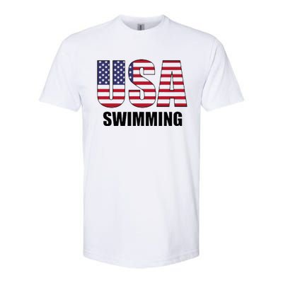 Usa Swimming American Flag Team Sport Support Softstyle CVC T-Shirt