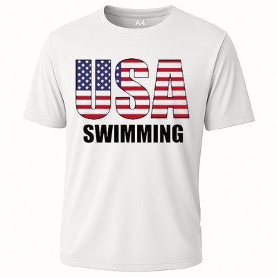 Usa Swimming American Flag Team Sport Support Cooling Performance Crew T-Shirt