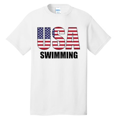 Usa Swimming American Flag Team Sport Support Tall T-Shirt