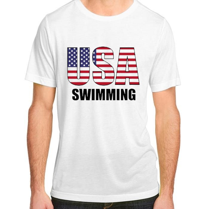 Usa Swimming American Flag Team Sport Support Adult ChromaSoft Performance T-Shirt