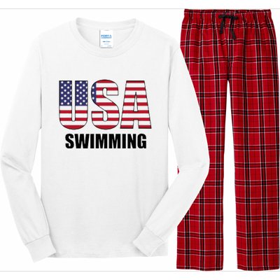 Usa Swimming American Flag Team Sport Support Long Sleeve Pajama Set