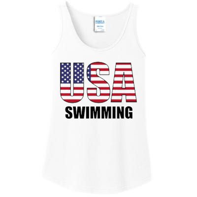 Usa Swimming American Flag Team Sport Support Ladies Essential Tank