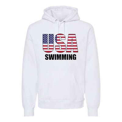 Usa Swimming American Flag Team Sport Support Premium Hoodie