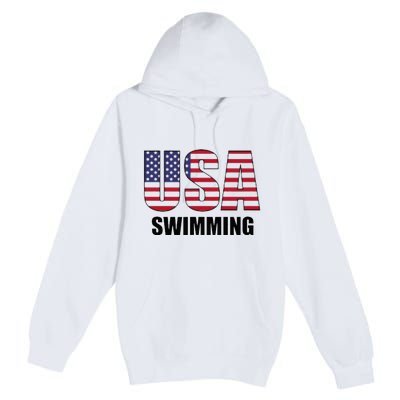 Usa Swimming American Flag Team Sport Support Premium Pullover Hoodie