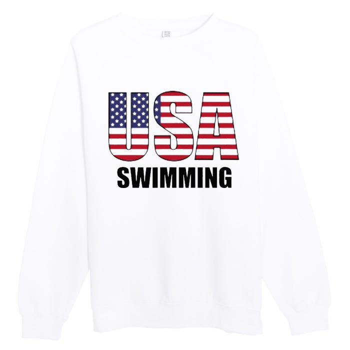 Usa Swimming American Flag Team Sport Support Premium Crewneck Sweatshirt