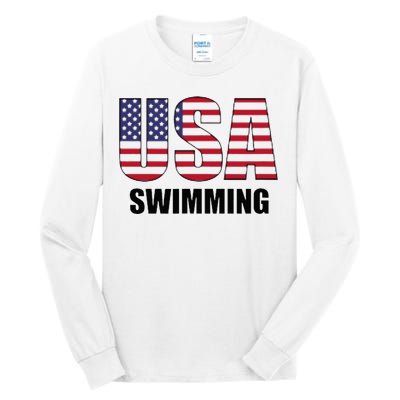 Usa Swimming American Flag Team Sport Support Tall Long Sleeve T-Shirt